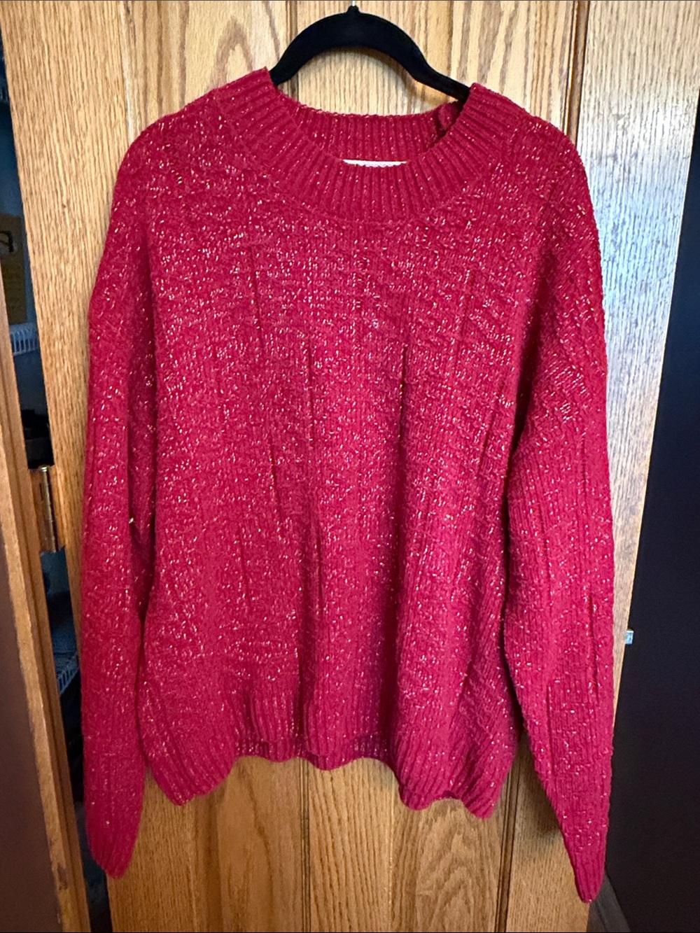 Original Weatherproof XXL Red Sparkle Crewneck Sweater